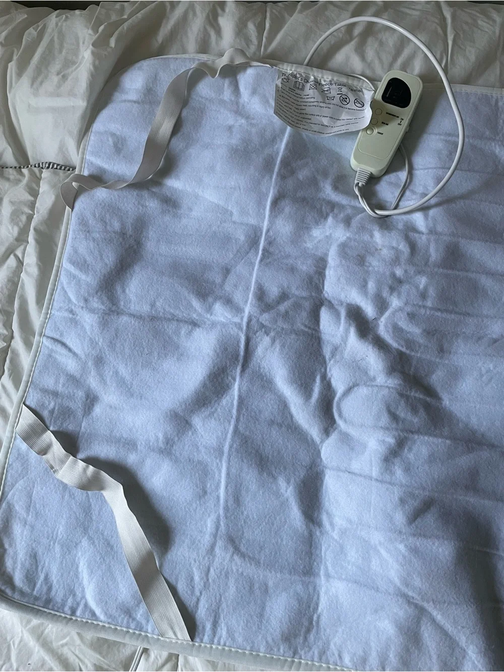 White Electric Heated Mattress Pad with Controller